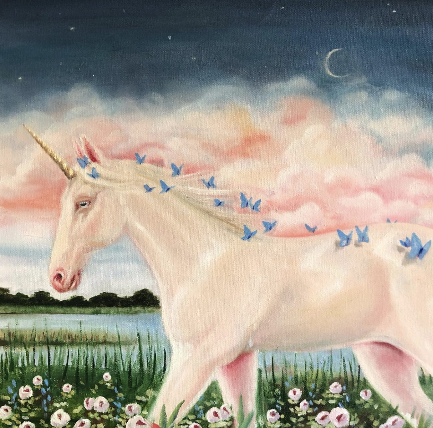 Einhorn im Blumenfeld