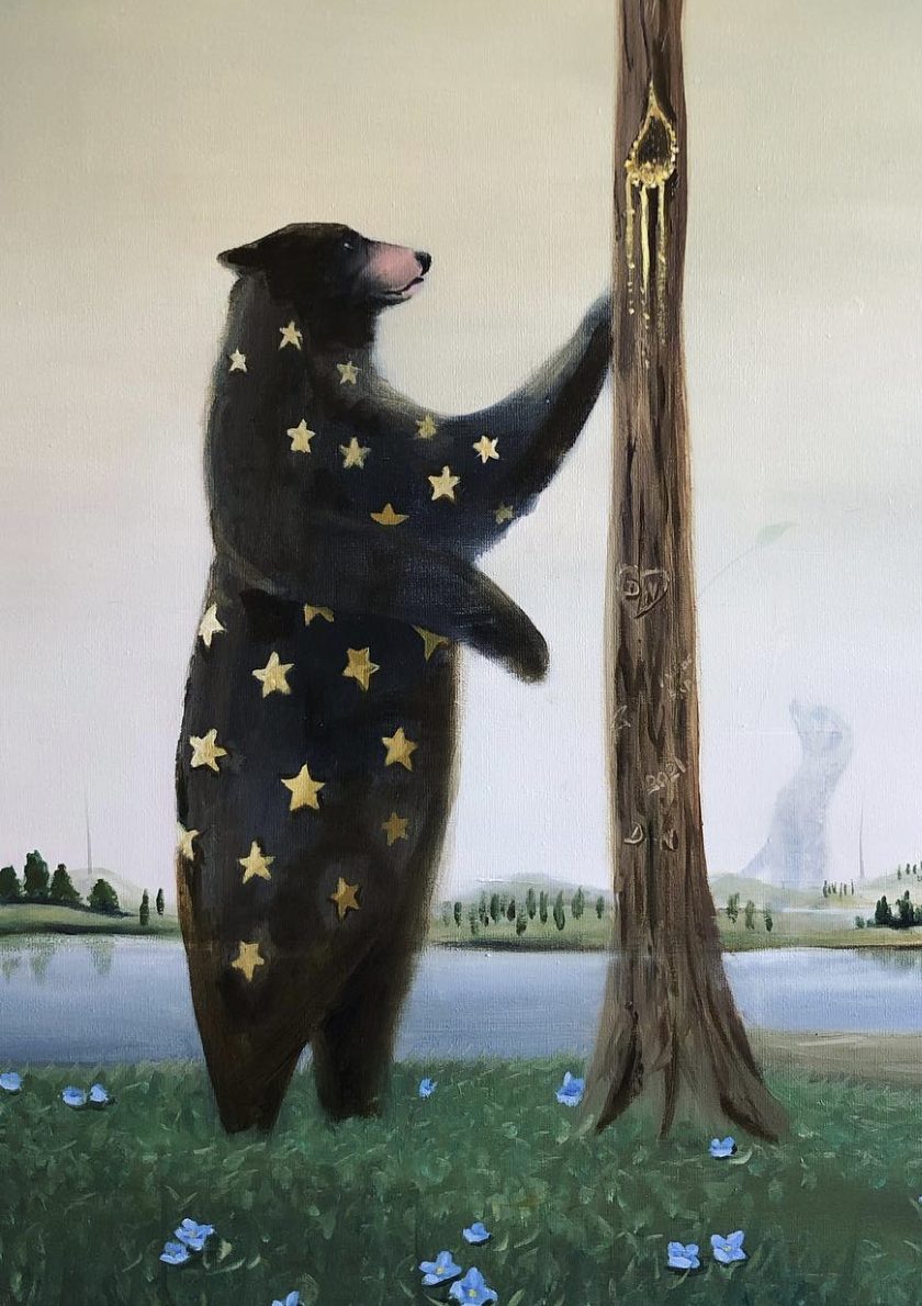 Bär mit goldenen Sternen